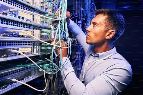 IT technician running network diagnostics