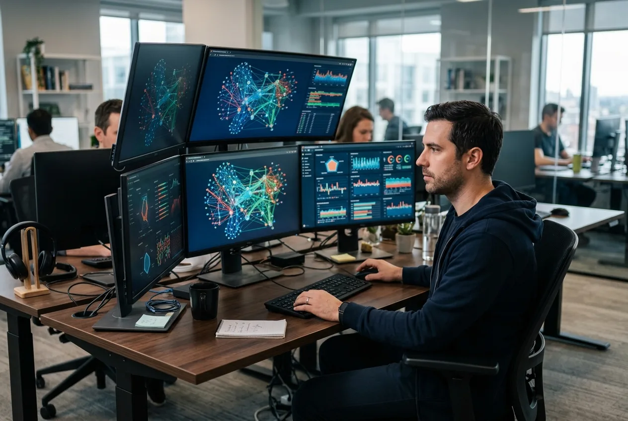 IT professional monitoring network dashboards, a sign a business needs managed IT services